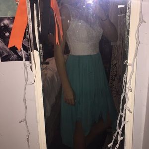 Blue and white lace dress